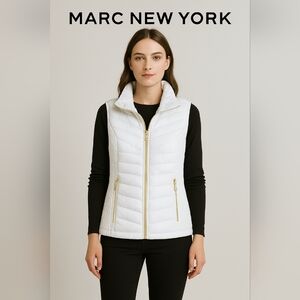 New! Marc New York Quilted Puffer White Vest Size Small
